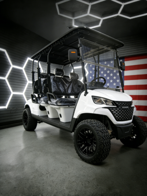 6 seats white golf cart