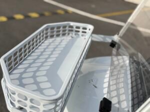 4+2-seat white golf cart with custom front cargo basket model Thumbnail 4